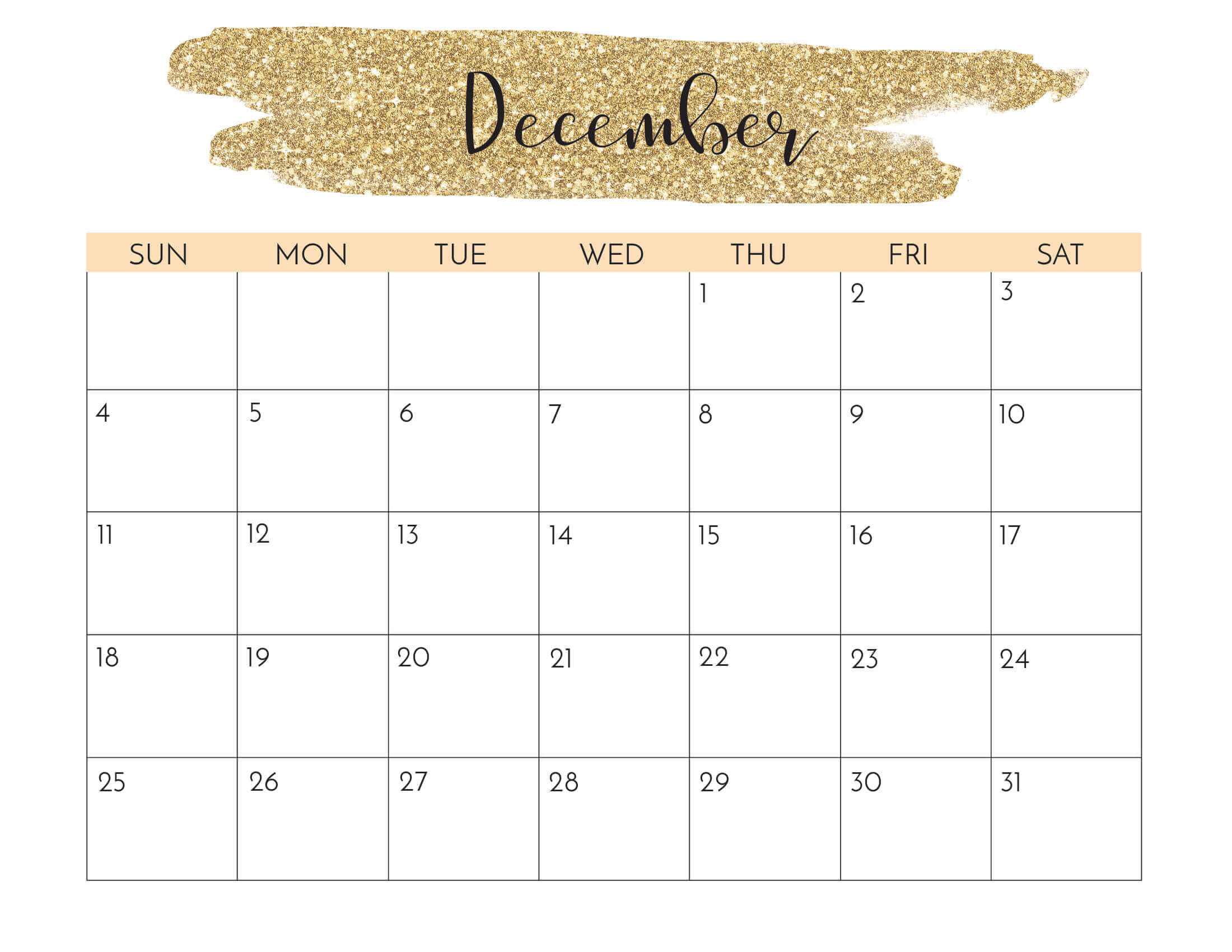Cute December 2022 Calendar Printable Water Color