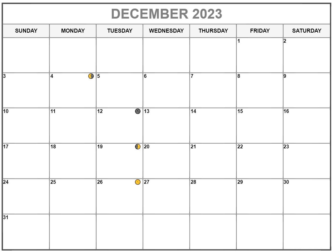 December 2023 Lunar Calendar