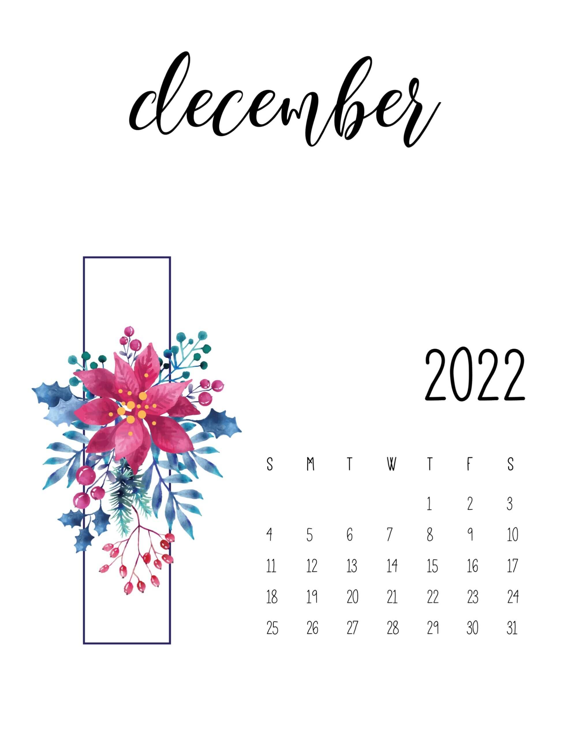 Free Cute December Calendar 2022