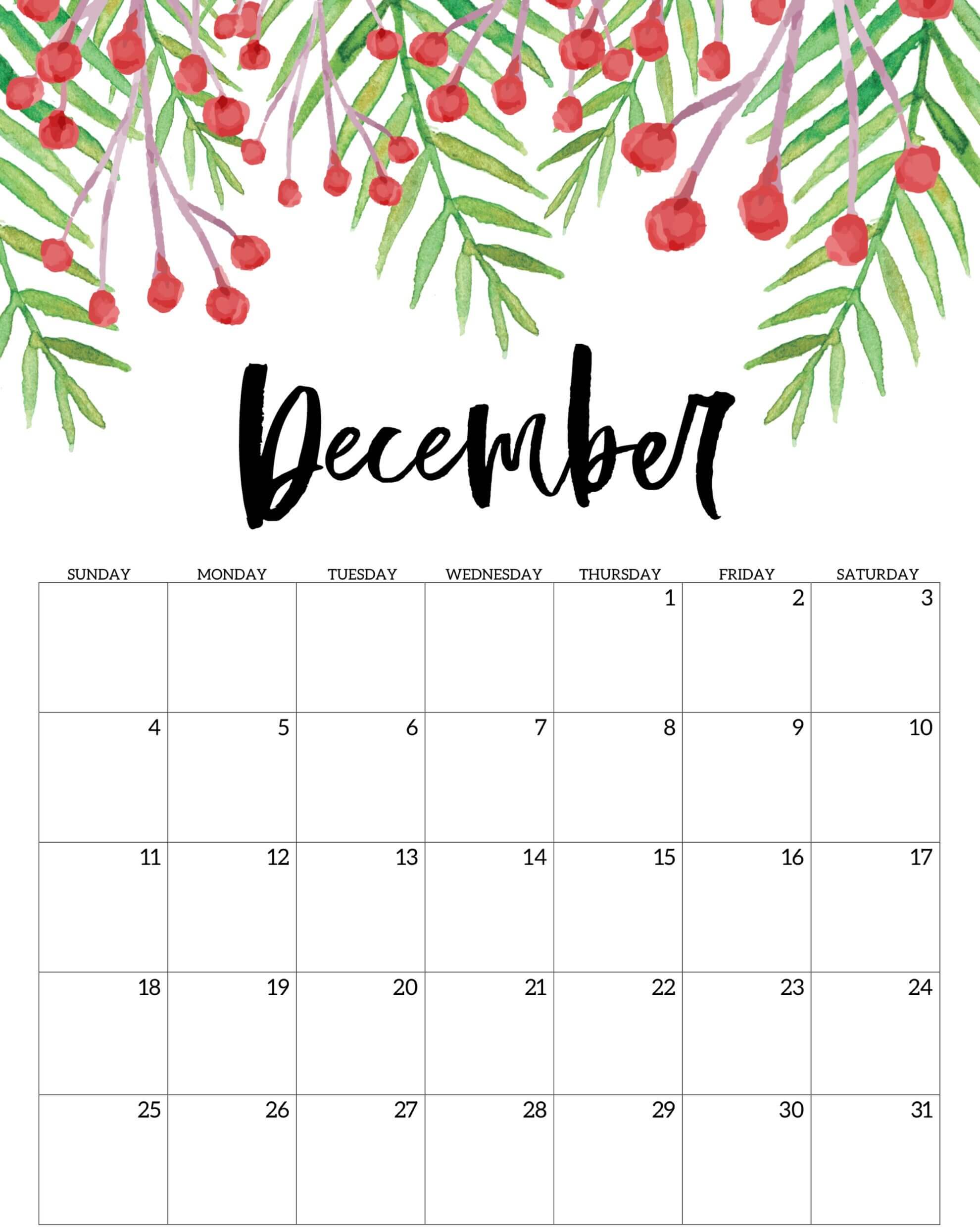 December 2022 Calendar Cute Designs