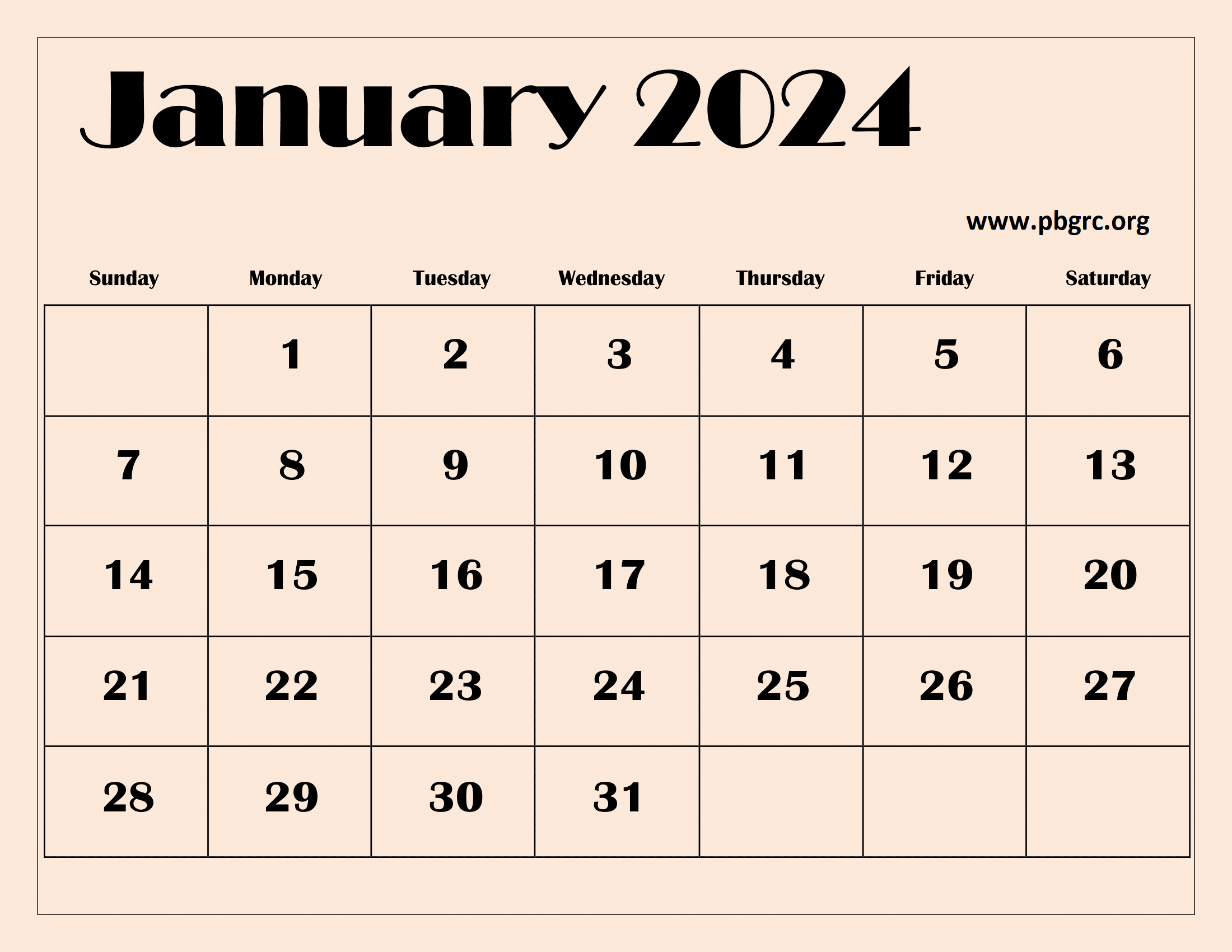 Editable January 2024 Floral Calendar with Holidays