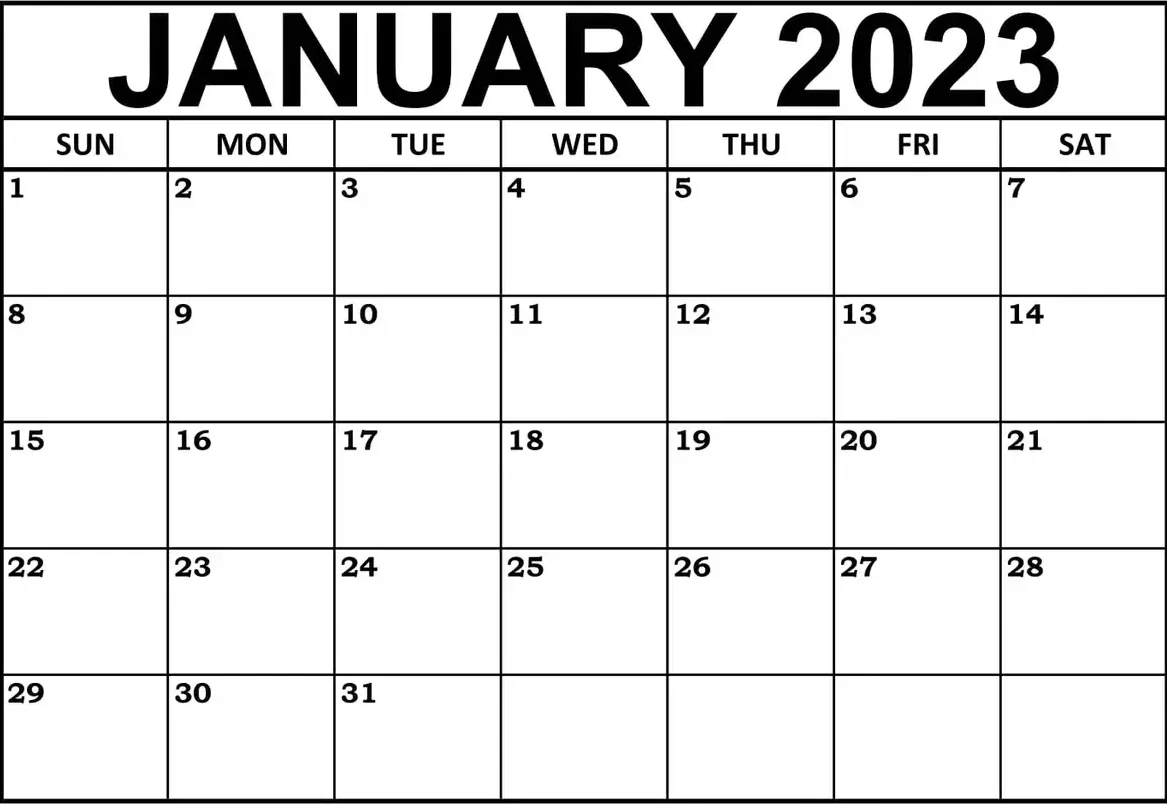 January 2023 Calendar Template