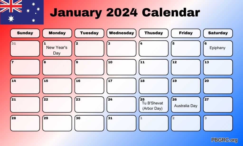 January 2024 Australia Calendar