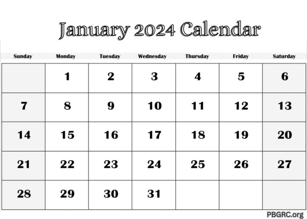 January 2024 Blank Calendar Pages