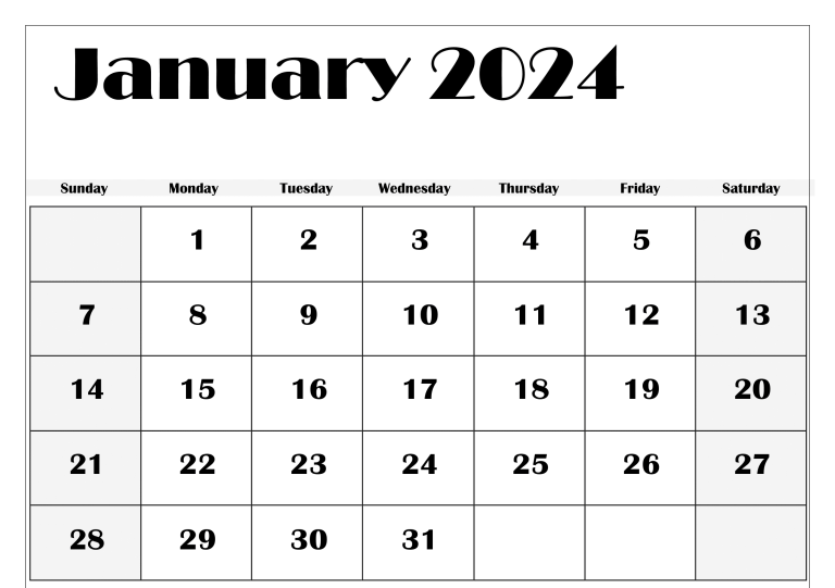 Free January 2024 Calendar Printable Templates