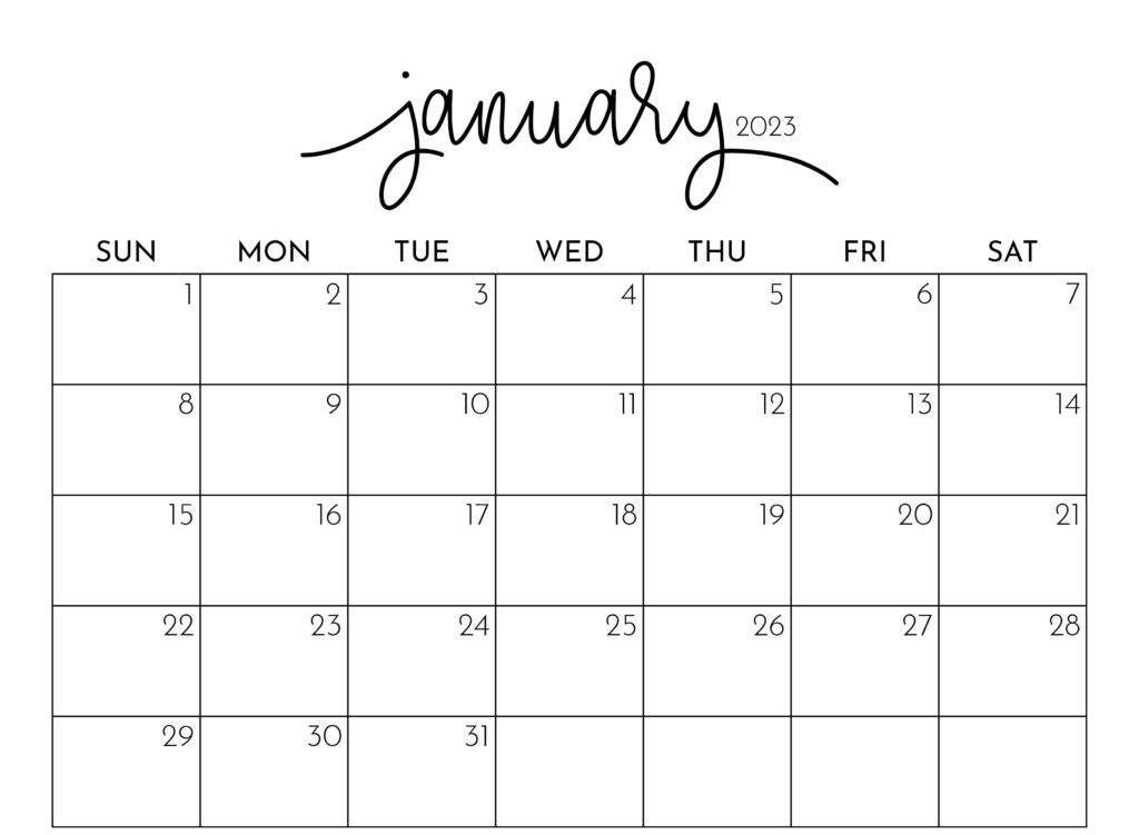 Printable January 2023 Calendar Style