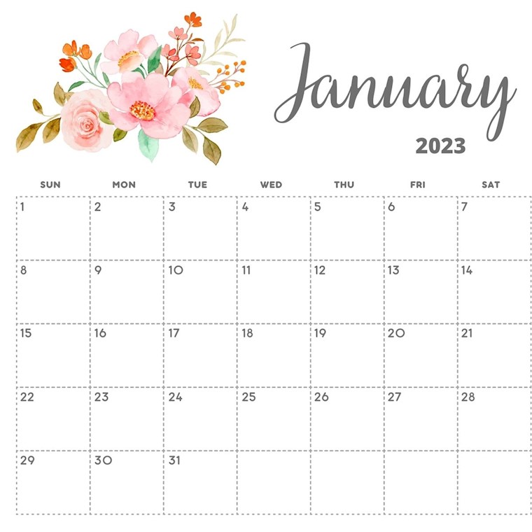 floral cute january 2023 calendar