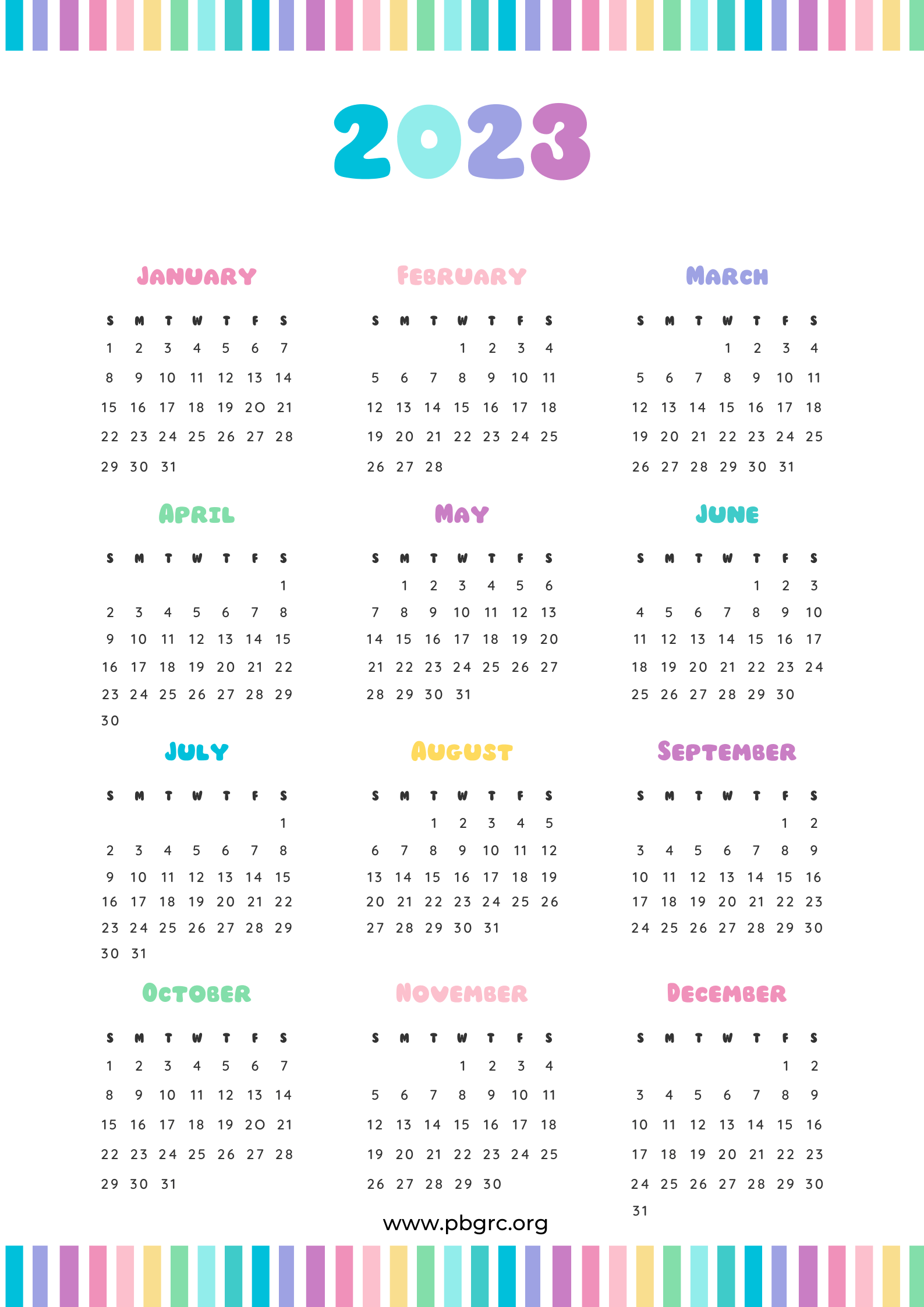 12 month Calendar 2023