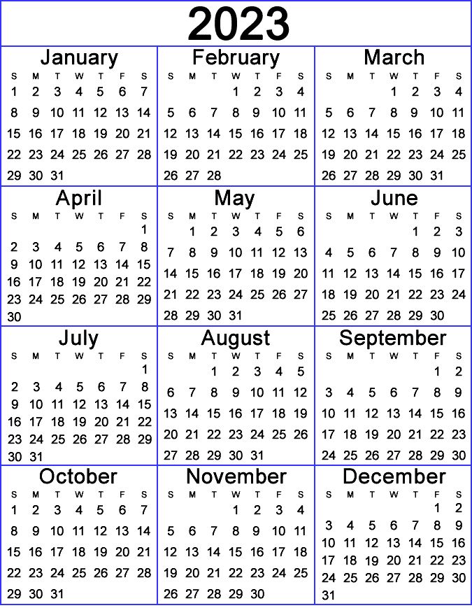 12 month calendar template