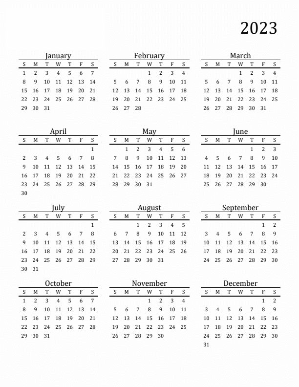 12 month calendar