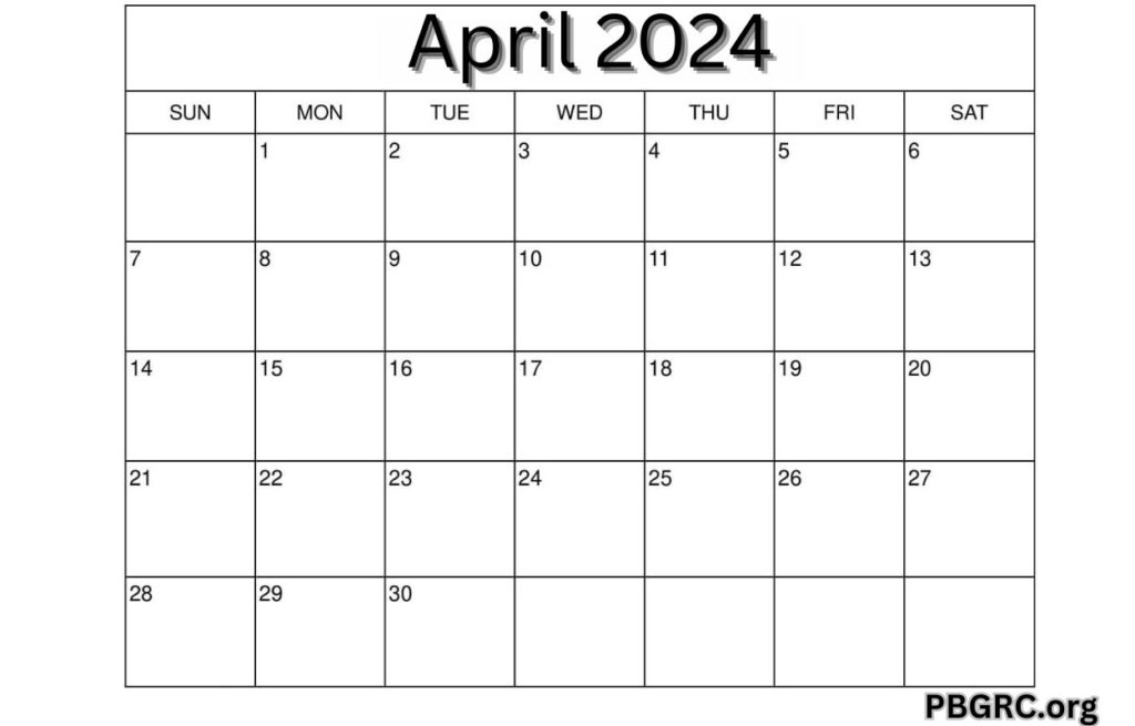 2024 April calendar templates