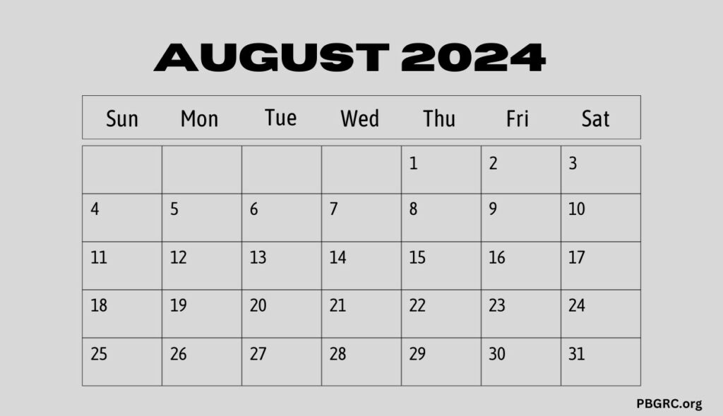 2024 August Landscape Calendar