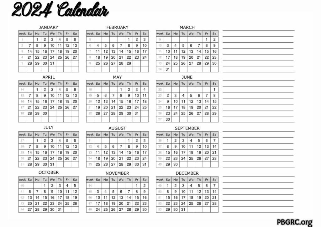 2024 Printable Blank Calendar Templates