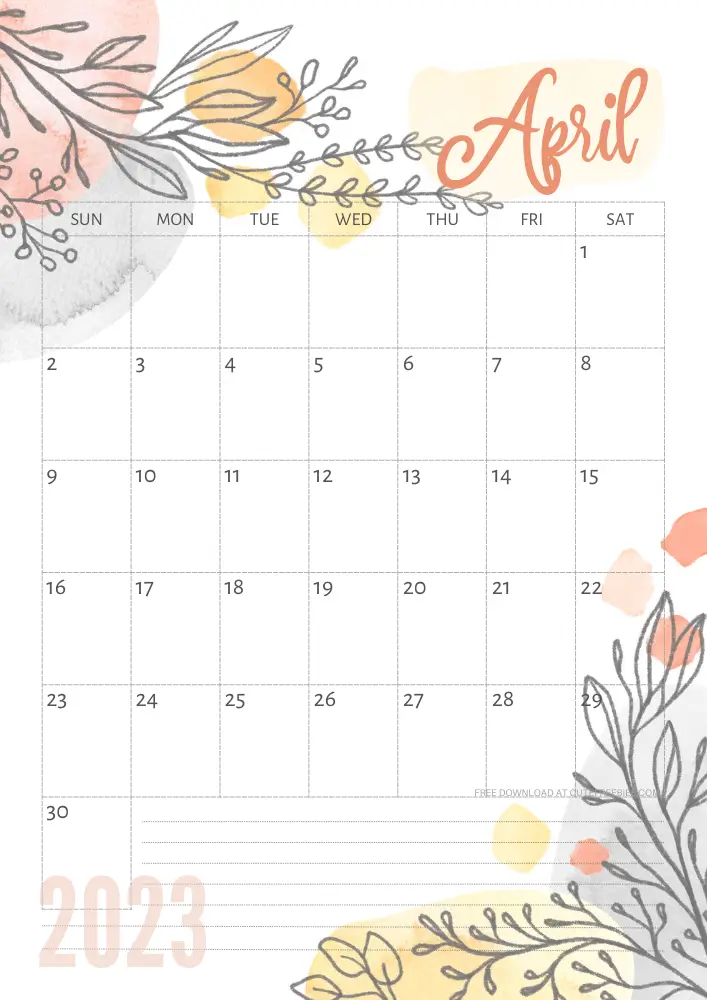 April 2023 pretty calendar