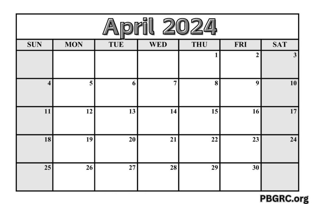 April 2024 Calendar Monday start