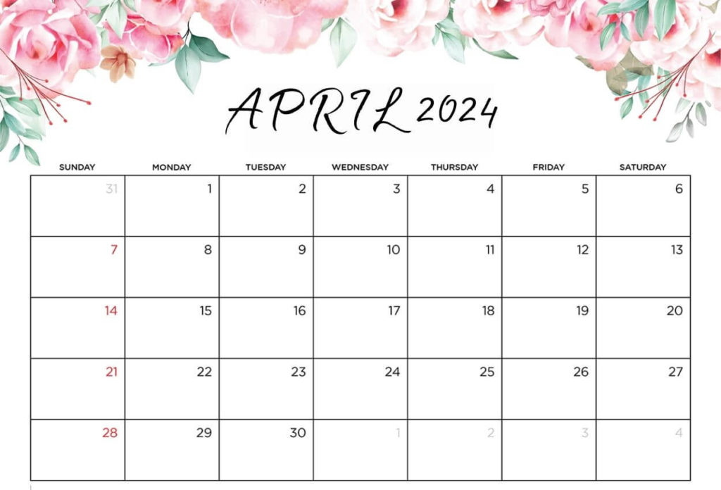 April 2024 Floral Calendar