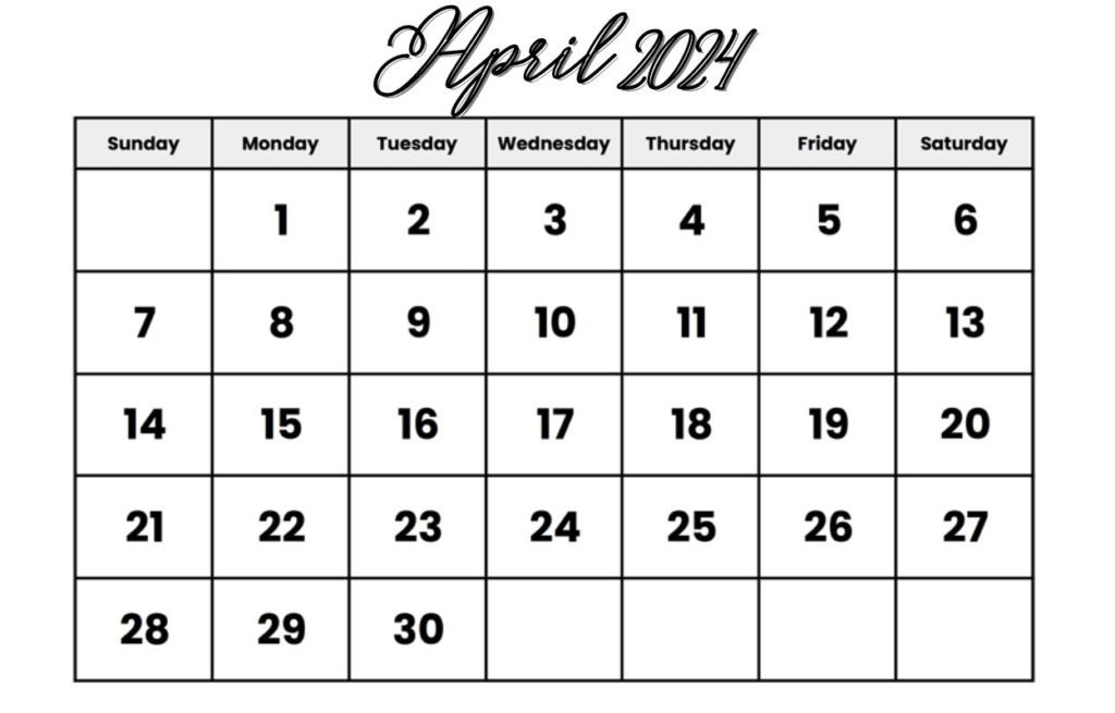 April 2024 Landscape Calendar