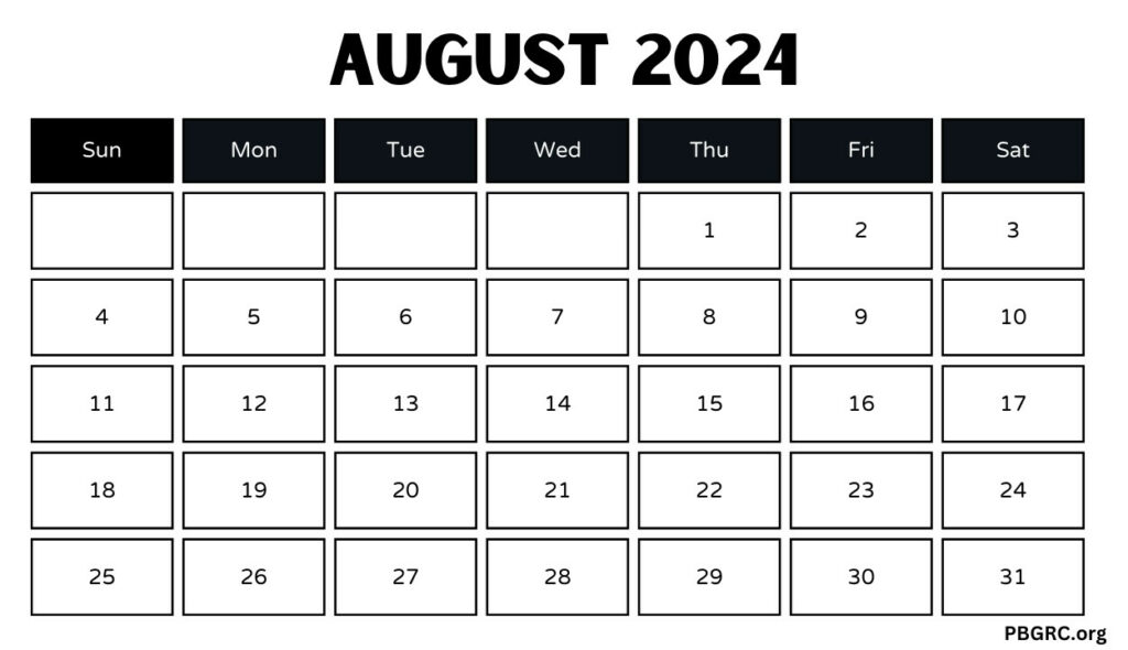 August 2024 Calendar To Download