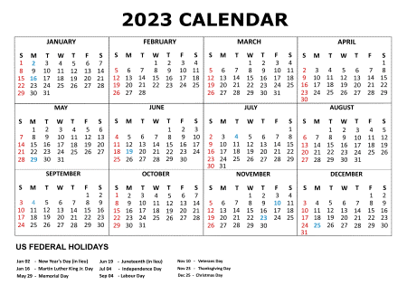 Blank 2023 Printable Calendar