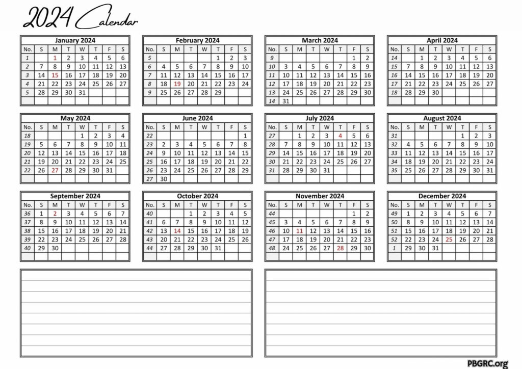 Blank Calendar 2024 Printable Templates