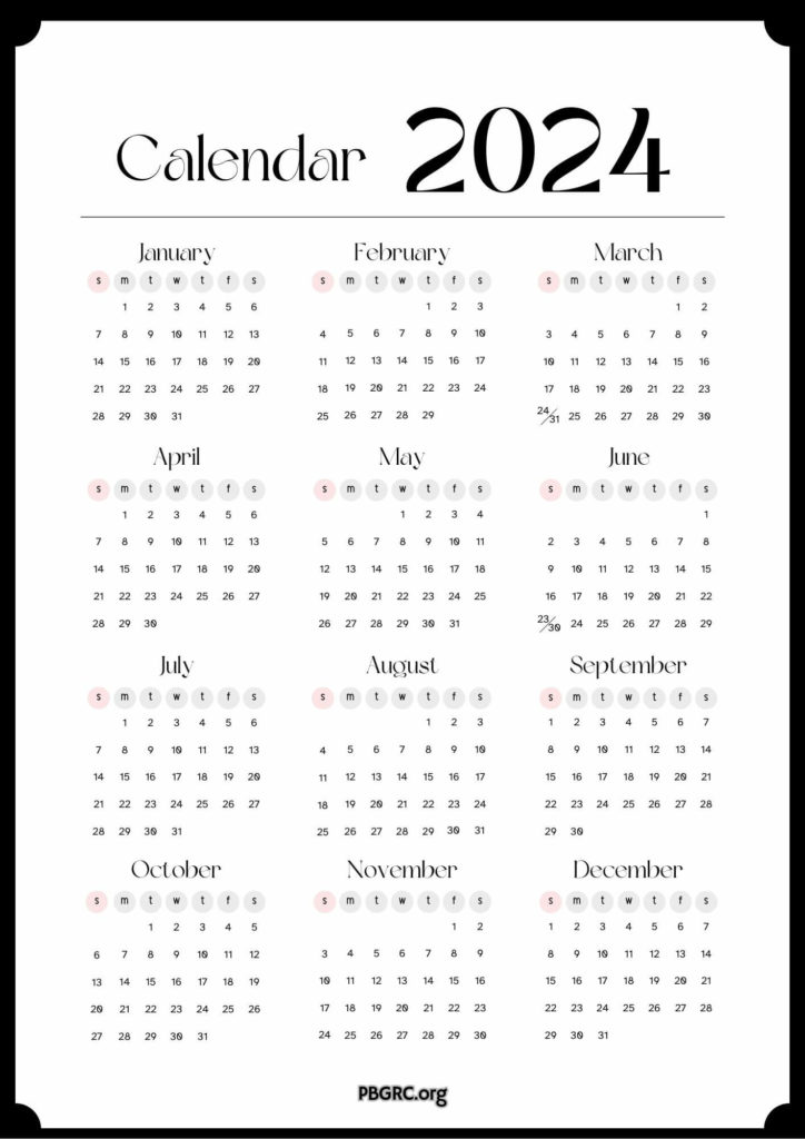 Blank Calendar Template 2024