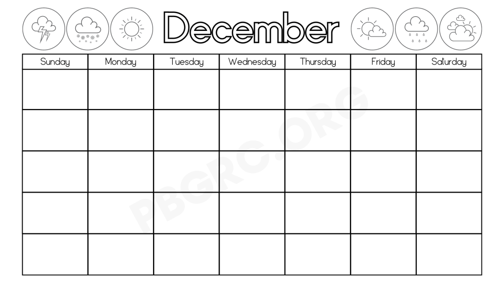 Blank December Calendar 2023