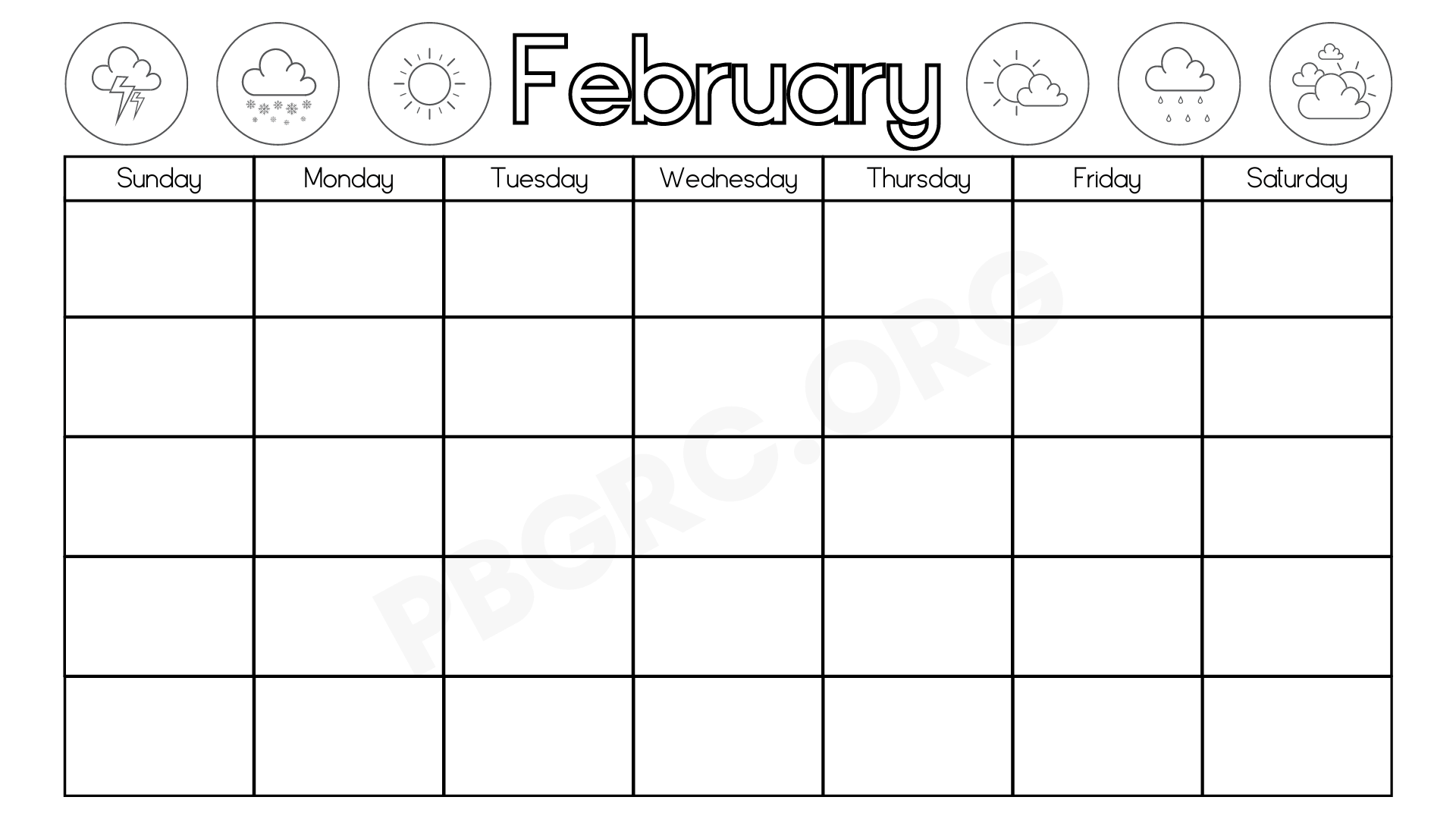 Blank February Calendar 2023