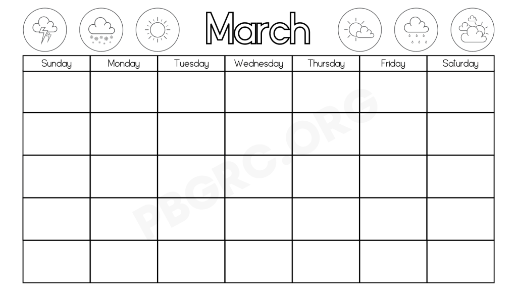 Blank March Calendar 2023