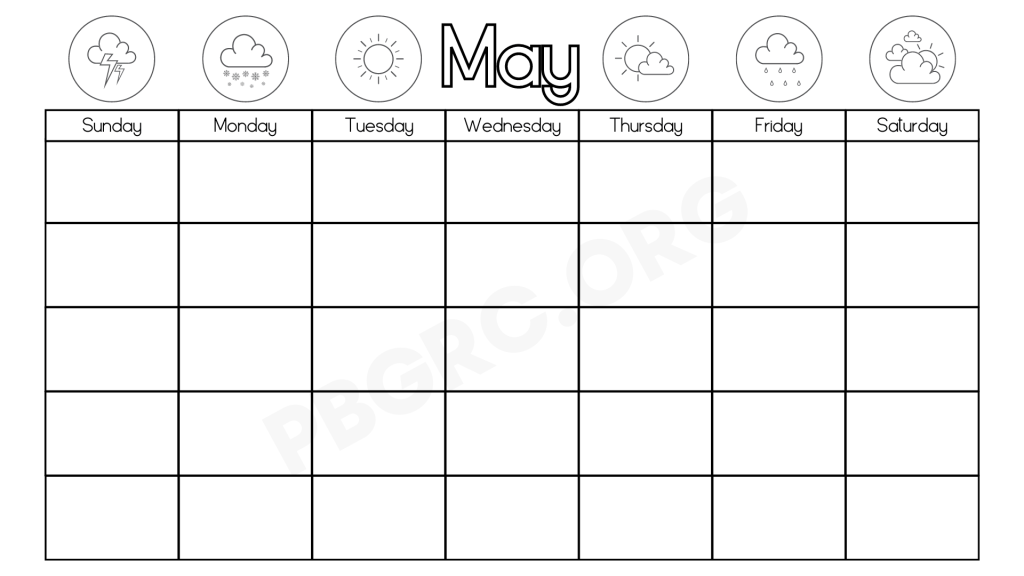 Blank May Calendar 2023