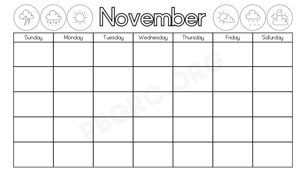 Blank November Calendar 2023