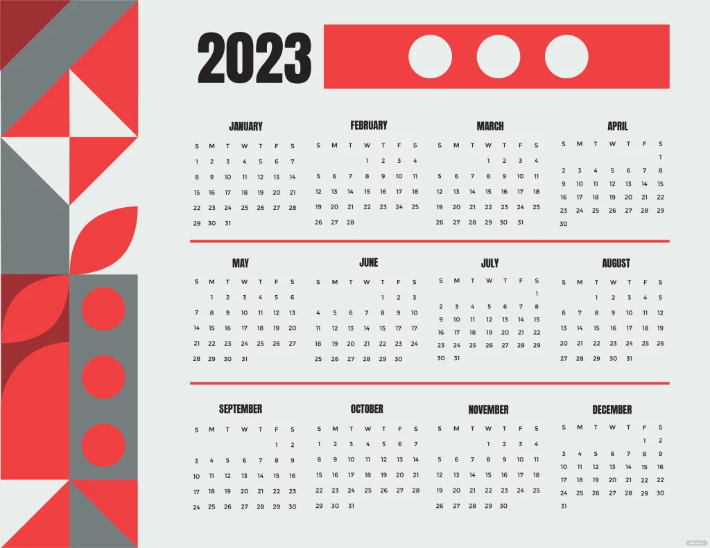 Chinese Birth Calendar 2023 Printable Template