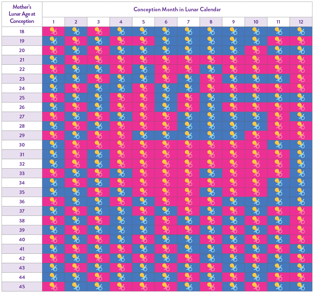 Chinese Birth Gender Calendar