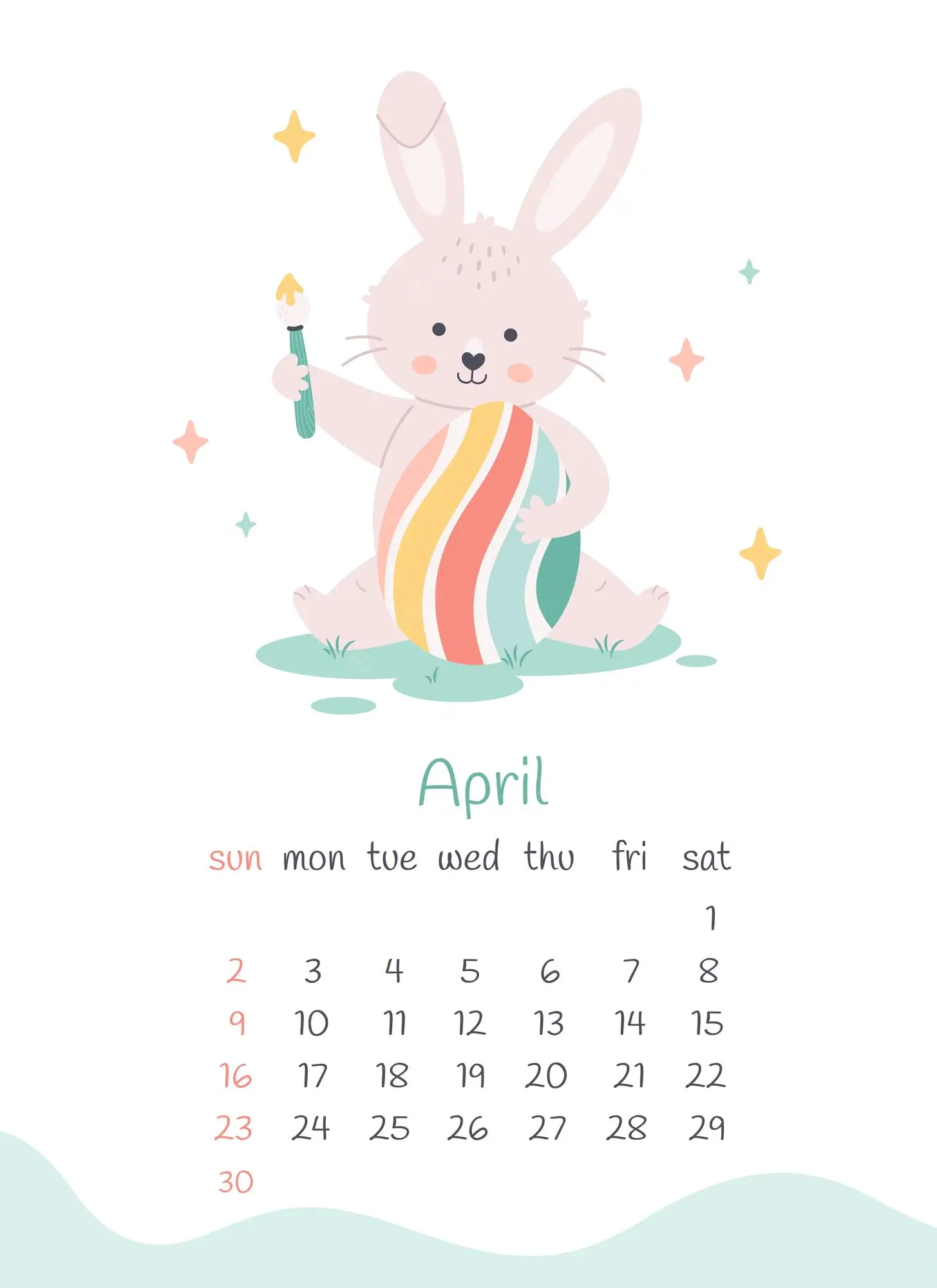 Cute April 2023 Calendar Floral