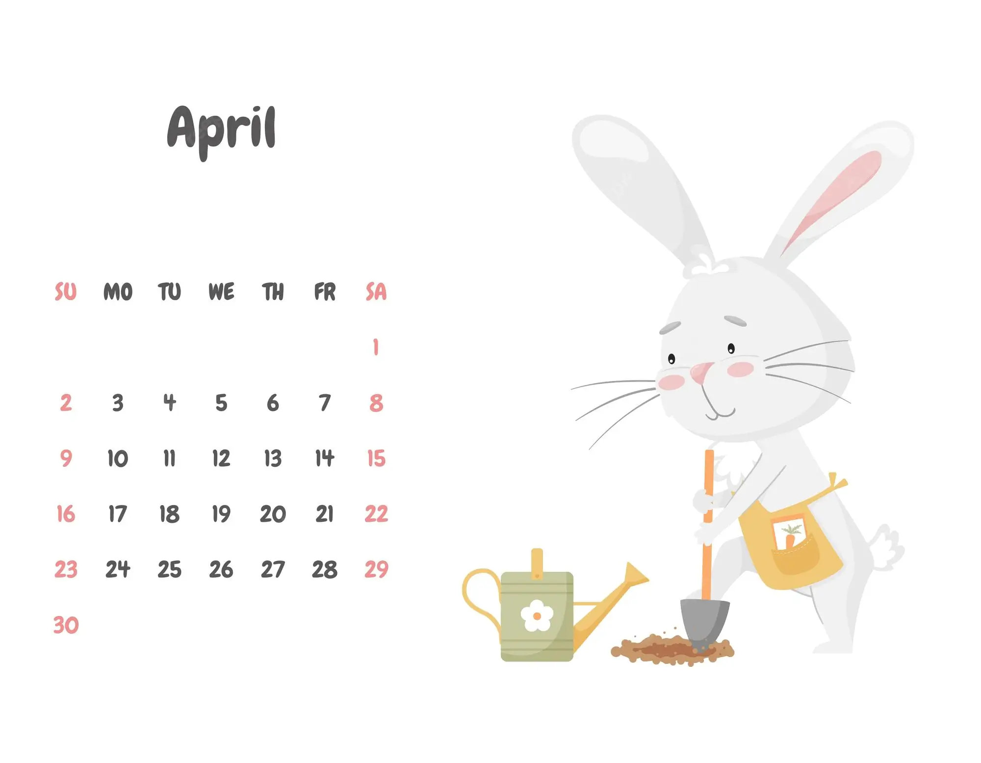 Cute April Calendar 2023 Floral Templates