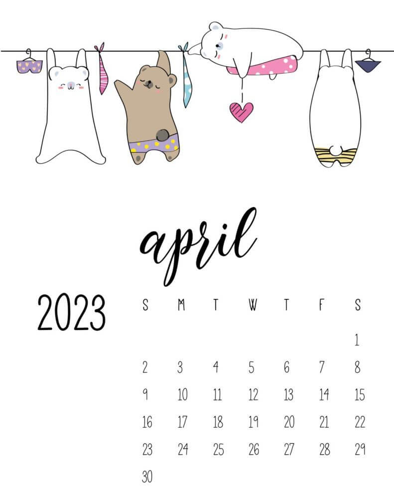 Cute April Calendar 2023 Templates
