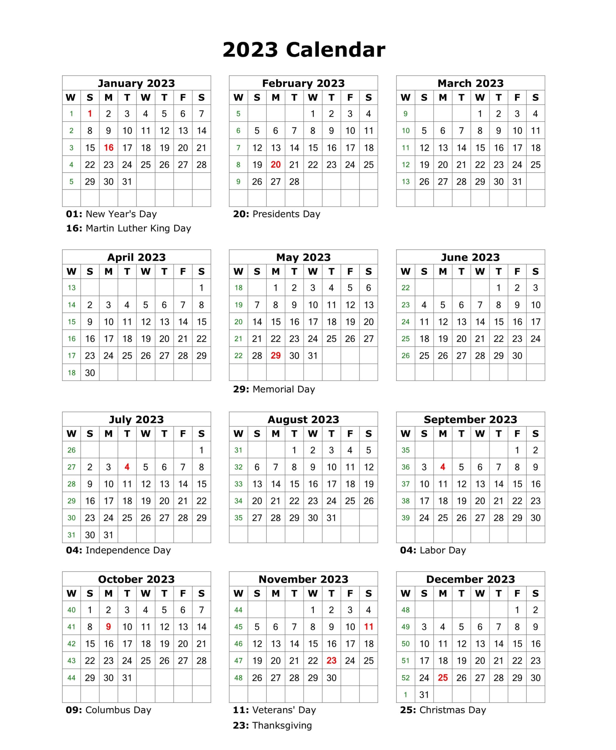 Download 12 Month Calendar on one page