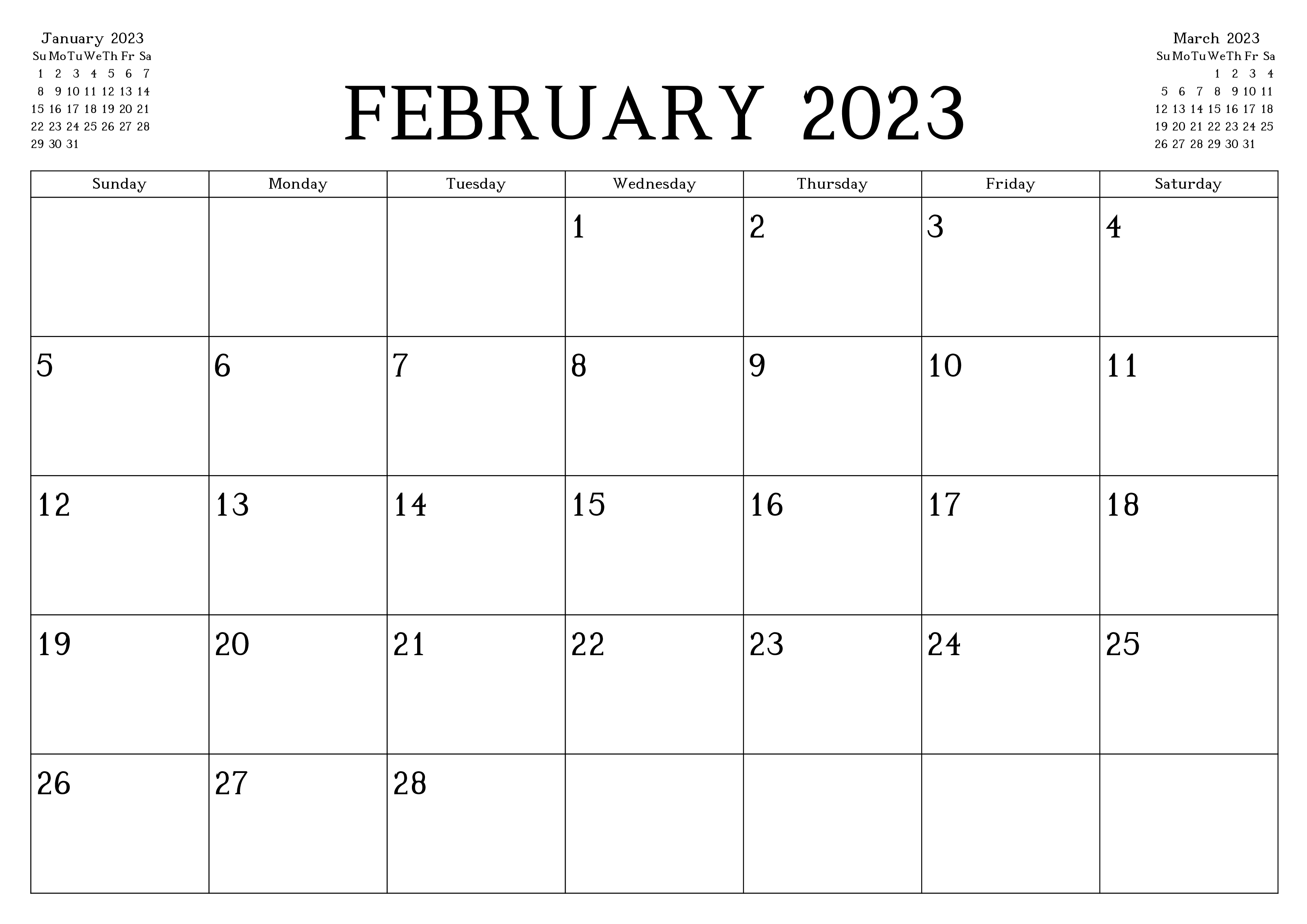 Editable 2023 February Calendar Printable