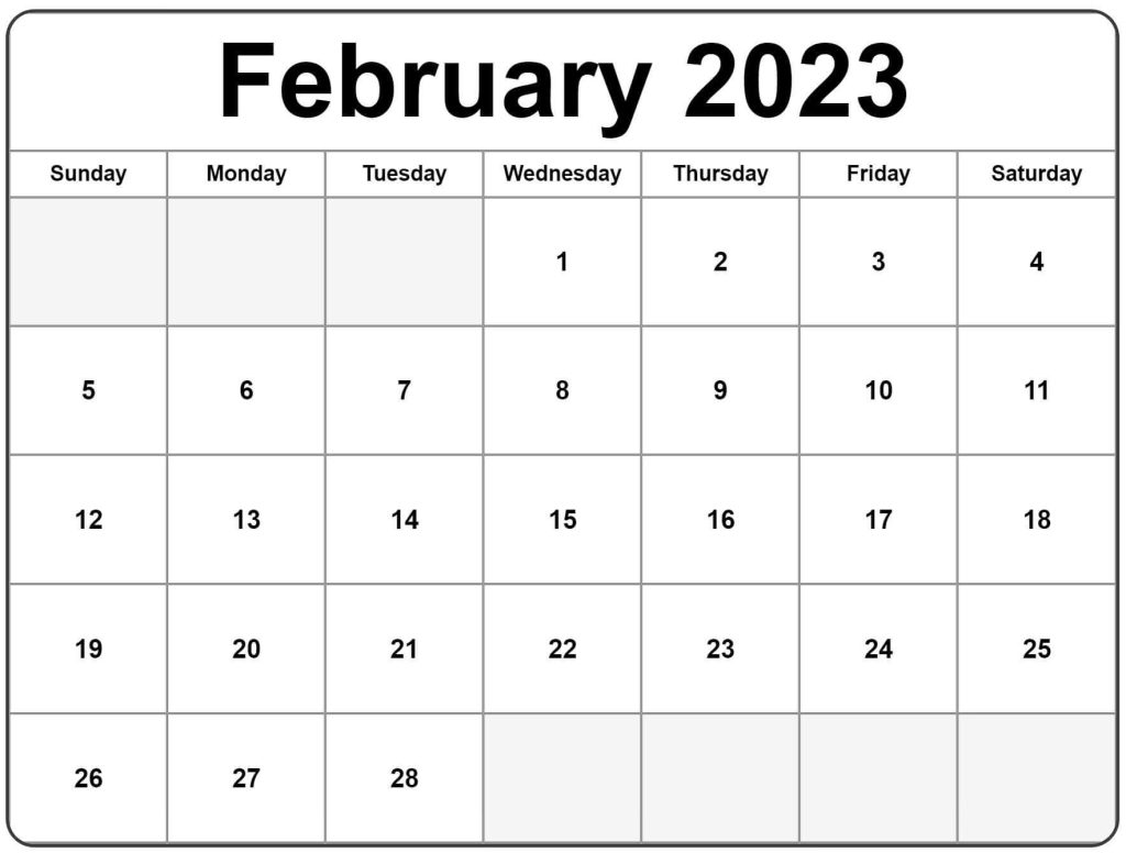 Editable February Calendar 2023 Template