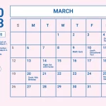 Editable March Calendar 2023