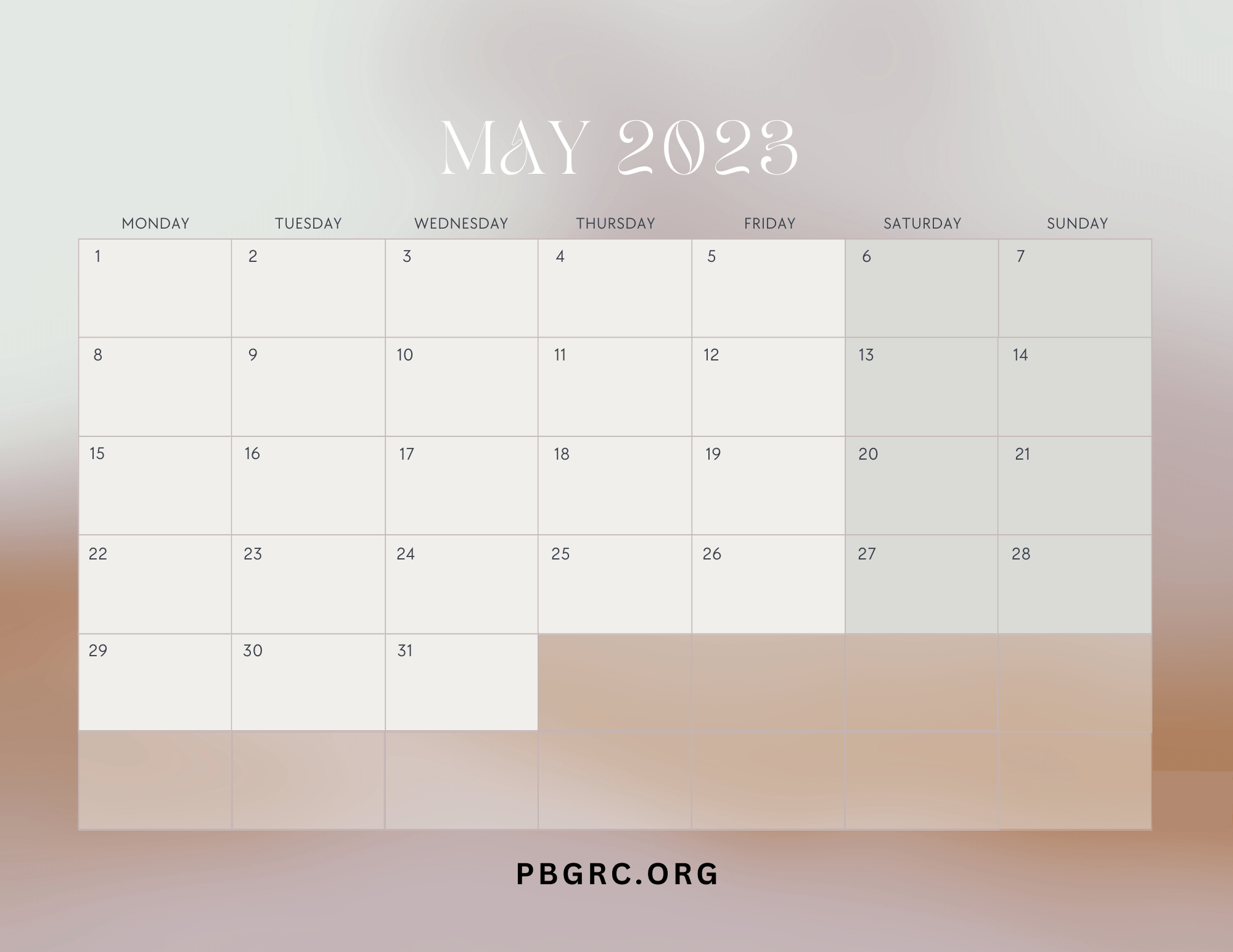 Editable May 2023 Calendar Blank Template