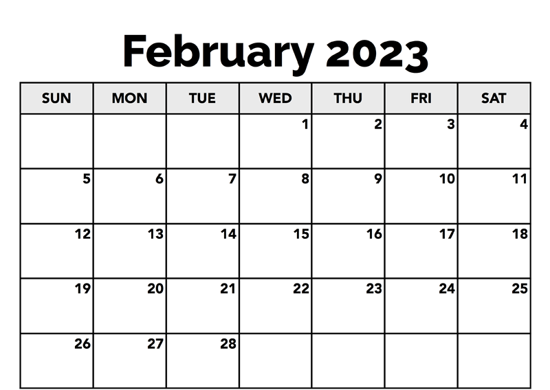 February 2023 Calendar PDF