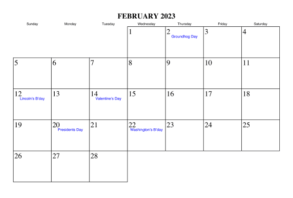 February 2023 Calendar Template Free