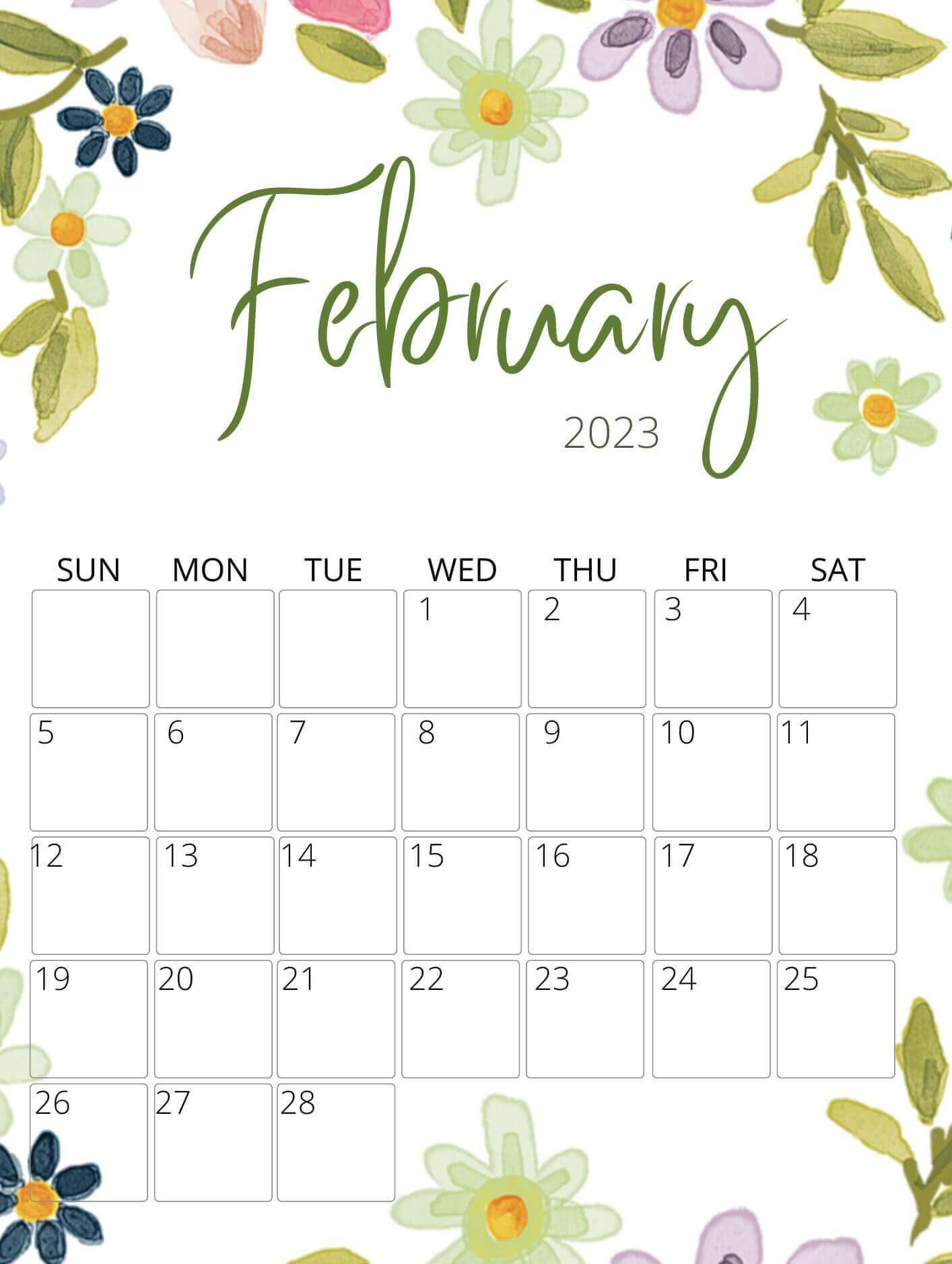 February 2023 Floral Calendar Holidays