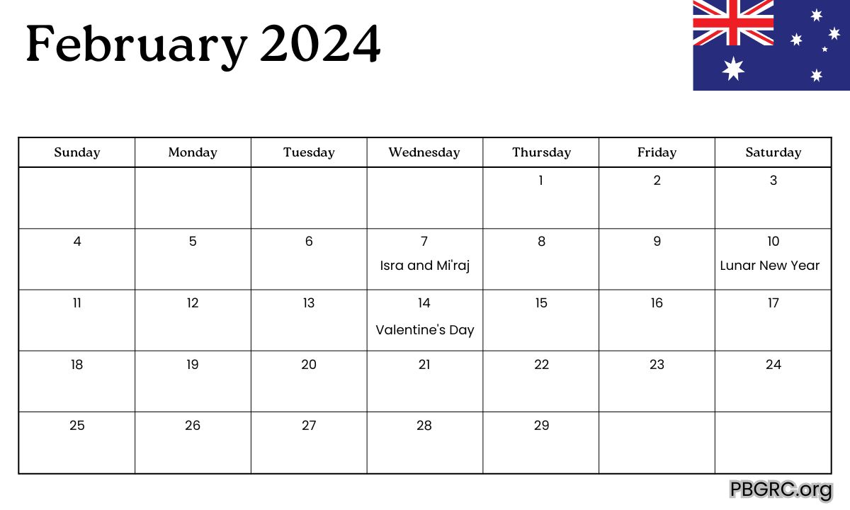 February 2024 Australia Calendar