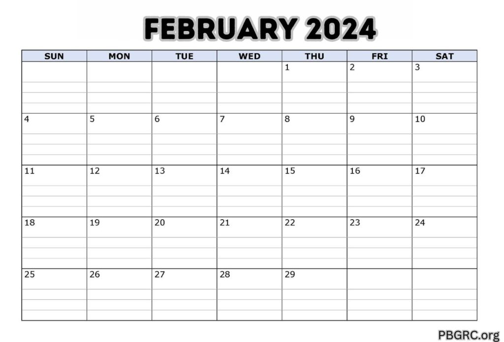 February 2024 Calendar Blank Format