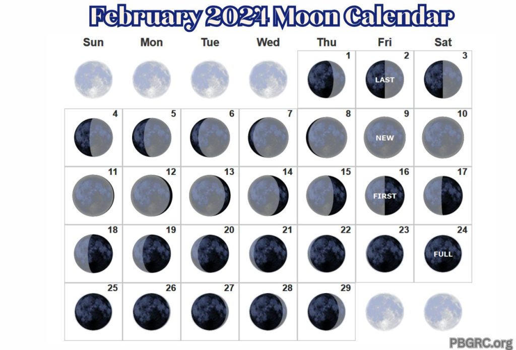 February 2024 Calendar With Moon Phases