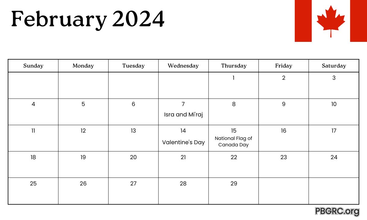 February 2024 Canada Calendar
