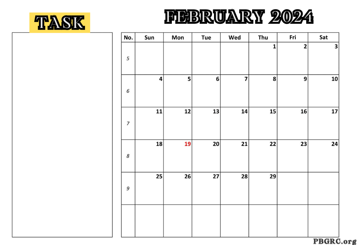 February 2024 Fillable Calendar