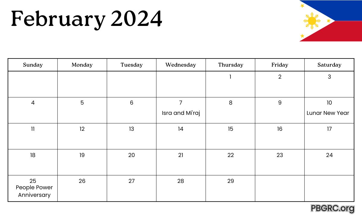 February 2024 Philippines Calendar