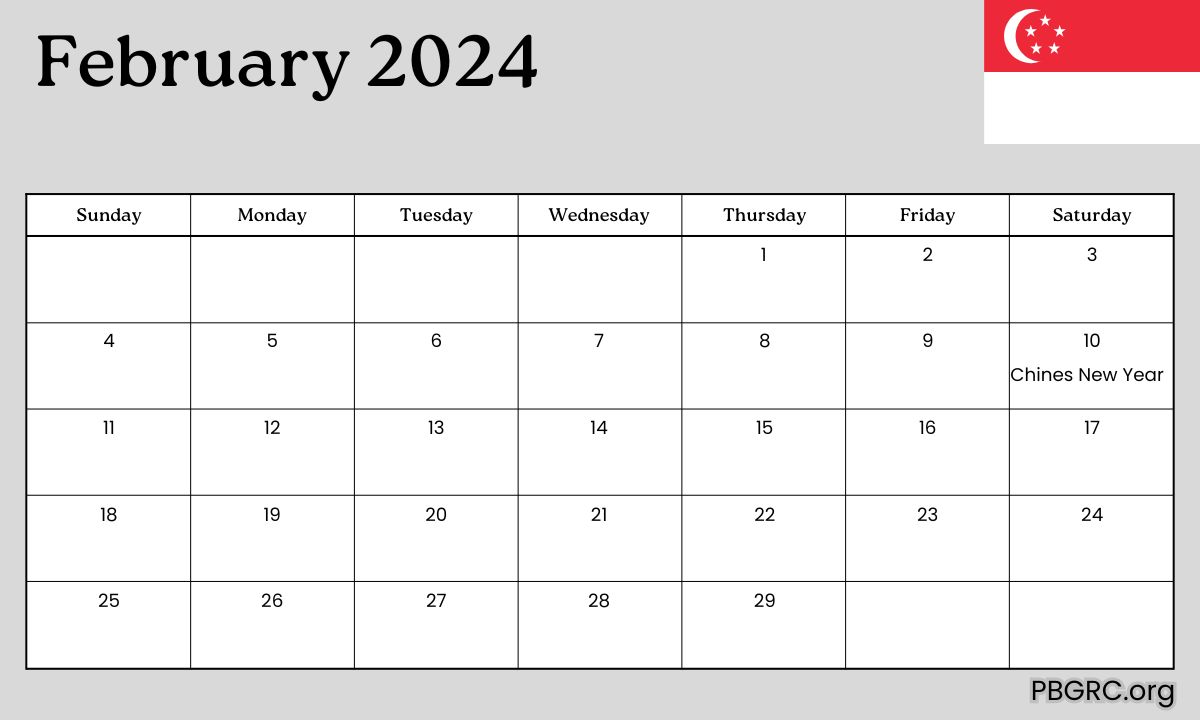 February 2024 Singapore Calendar